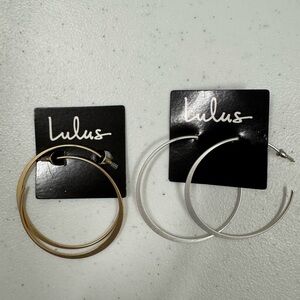 Lulus gold and silver hoop earrings